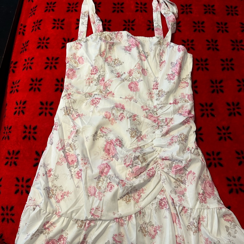Floral Pink and White Dress